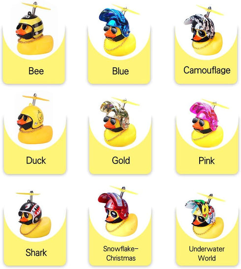 wonuu Rubber Duck Car Decorations - Cute Yellow Duck Dashboard Ornaments with Propeller (W-8&Black)