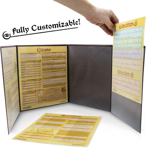Stratagem The Master's Tome 4-Panel Customizable GM Screen with Free Inserts - Black