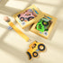 Baby Food Grade Silicone Car Teether Toy with Pacifier Clip Holder, Yellow Bulldozer, BPA Free, 3 Months+