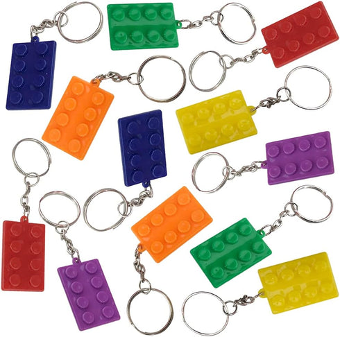 ArtCreativity Set of 12 Building Block Keychains, Fun Key Chains for Backpack, Purse, Luggage, Birthday Party Favors