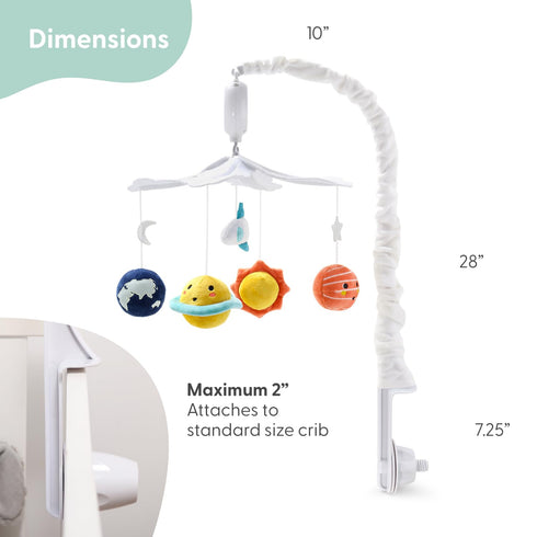 12 The Peanutshell Crib Mobile for Boys or Girls - White and Dark Blue Musical Baby Crib Mobile with Lullabies, Planets