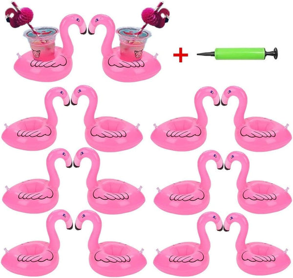 14 Pack Inflatable Flamingo Drink Holder, Pool Floats Cup Holder, Floating Coasters for Water Fun Party
