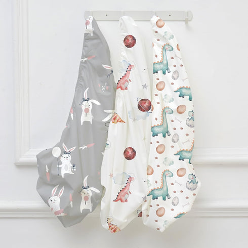 47"x24", 3 Pack Nap Mat Sheet Dinosaur Baby Crib Sheets Fitted Elastic Corners, Preschool Day Care Rest Mat Cover, Soft