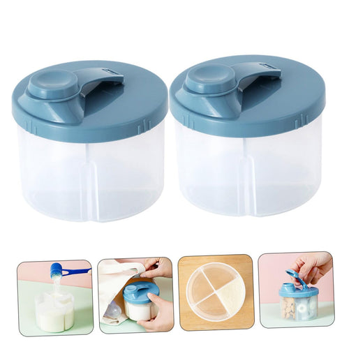 HAKIDZEL 2 pcs Formula Dispenser Milk Powder Box Portable Four-Compartment Storage Container Travel Feeding Organizer
