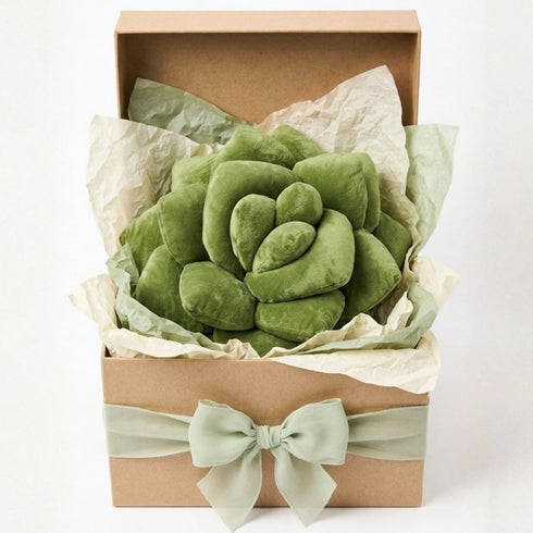 16" 3D Green Philosophy Co. Succulent Pillow Soft Decorative Flower Throw Pillow, Unique Olive Green Plush Flower