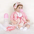 16 inch Set 3+(Pink ENADOLL Reborn Baby Doll Realistic Silicone Vinyl Baby Pink Hairband Girl Weighted Soft Body