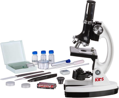 AmScope 120X-1200X Beginner Microscope STEM Kit, 52-pcs with Metal Body, LED Light, and Carrying Box