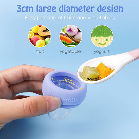 Solids/Frozen 4M+, 2-Pack Baby Fruit Feeder Pacifier, Infant Teether Toy BPA-Free Silicone Pouch & Nipple, Safely