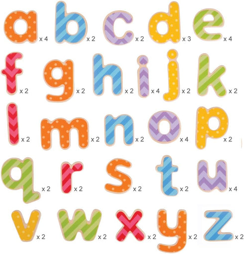 Bigjigs Toys Educational Wooden Magnetic Letters, Lowercase Letters for Kids Learning