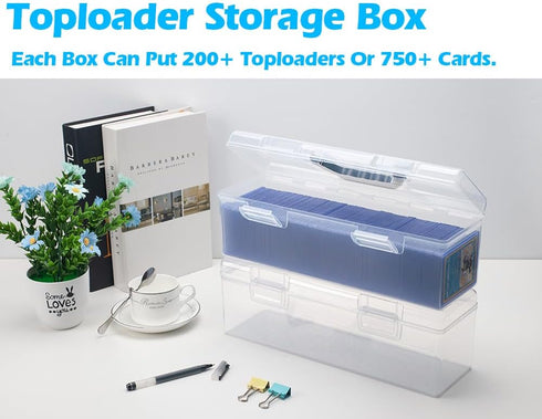Toploader Storage Box, Large Trading Card Storage Box for 200 Toploaders, Plastic Case for 750 Cards