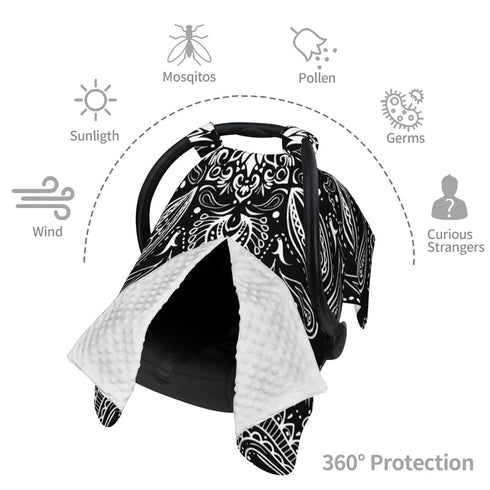 Hcpwzrf Black White Paisley Baby Car Seat Cover & Nursing Cover - Breathable Stretch Multi-Use Cover for Breastfeeding