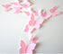 12Pcs 3D Butterfly Removable Wall Decals, DIY Home Decorations Art Decor Wall Stickers for Kids Bedroom, Pink