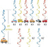 Transportation Party Hanging Swirl Decorations - 30Ct Cars Theme Happy Birthday Banner Garland for Baby Shower Party