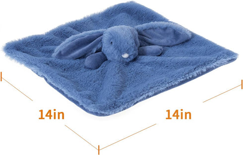 Apricot Lamb Stuffed Animals, Navy Blue Bunny Rabbit Security Blanket, Plush Baby Lovey for Nursery