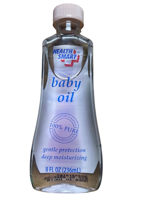 HEALTH SMART Baby Oil, 100% Pure Mineral Oil, Gentle Protection, Deep Moisturizing, 8 Fl