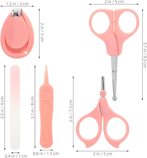 Trimmer Set Nail Clippers and Electric Nail for Newborns and Infants with Pink Cute Case Grooming Kit with Safe