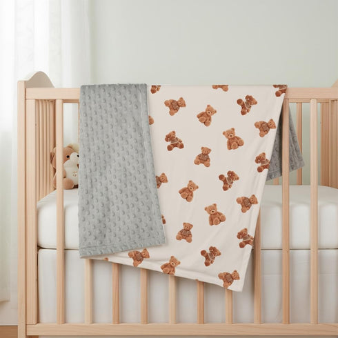 FIGEPO (Bear1) Bear and Buffalo Check Plaid Baby Blanket Gender Neutral Blankets for Newborn Baby Girls or Boys Nursery