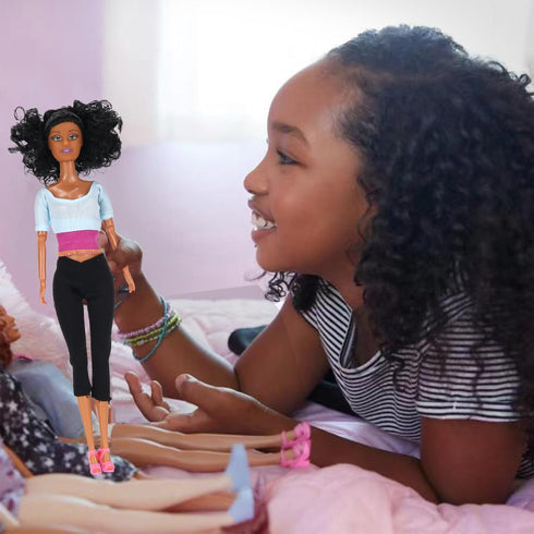 12 Piece African American Toy Doll Playset - 11.8" Premium Fashion Diversity Dolls for Kids