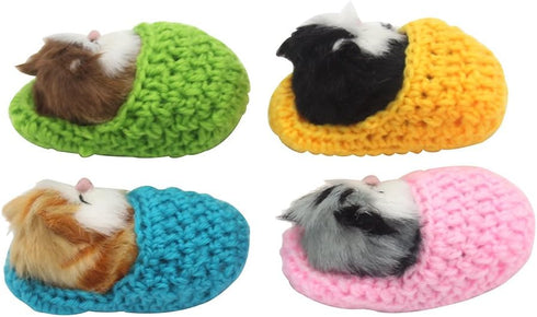 4Pcs Mini Kitten in Shoe Doll Toy, Sleeping Cat in Slipper with Meows Sounds Decor Hand Toy Gift for Kids