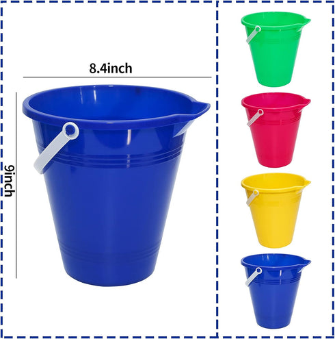Holady Summer Accessory(4 Pack) Large Sand Beach Buckets Pail,Sand Bucket Water Bucket for Beach Fun Great Party