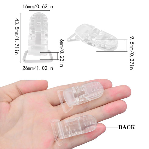 15pcs Environmental Plastic Pacifier Holder Clips, Transparent Suspender Clips for DIY Teething Toys and Baby Blankets