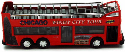 Chicago Sightseeing Double Decker Bus Open Top, Red 2168CG - 6 Inch Scale Diecast Model Replica