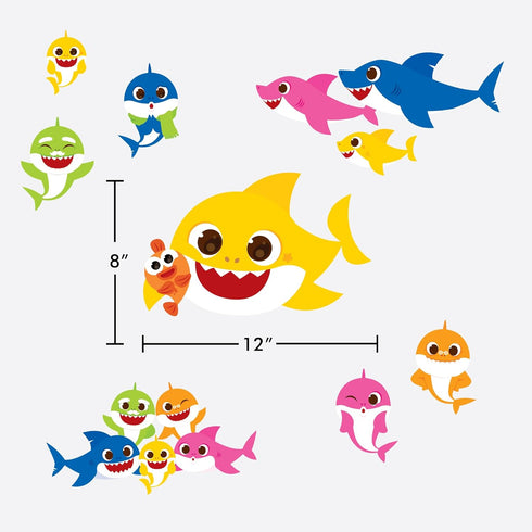Baby Shark Family Wall Decals by Wall Palz - Set of 8 Peel and Stick Vinyl Wall Stickers