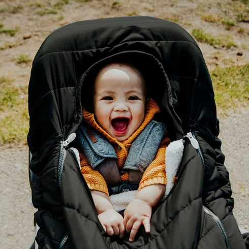JJ Cole Winter Baby Car Seat Cover, Black, for Baby Seat or Stroller, Warm Sherpa Lining