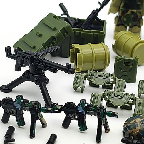 Military Weapon Guns Accessories for Minifigure Block Toys - Camouflage Helmets, E.O.D Suits, Shields (260pcs)