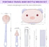 Set, VOOWO Baby Bottle Brush & Drying Rack, Portable Travel Kit - Silicone Bottle & Nipple Brush Straw Cleaner (Purple)