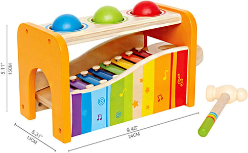 Hape Pound & Tap Bench with Slide Out Xylophone, Award Winning Wooden Musical Toy for Toddlers