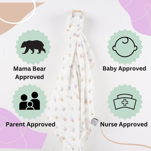 BlessEver 42 47 inches Muslin Swaddle Blanket for Unisex, Soft Breathable and Skin-Friendly Baby Swaddles for Boys