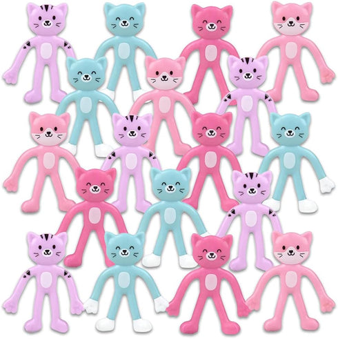 ArtCreativity Mini Cats Bendable Toys for Kids, Set of 48 Flexible Cat