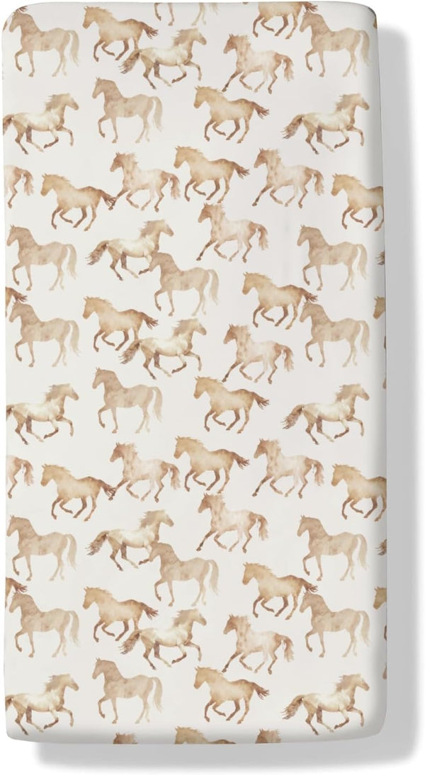 Cstdyfrv Watercolor Horse Baby Boys Girls Crib Sheets Vintage Wild Horses Toddler Bed