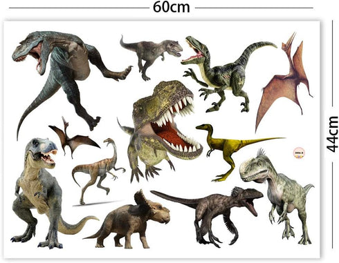 Kiddale 3D Watercolour Dinosaur Kids Wall Stickers, Peel and Stick Removable Wall Decals for Nursery Bedroom