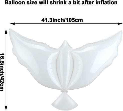 4 Pieces White Peace Dove Balloons, Pigeon Shape Memorial Balloons for Wedding Funeral Birthday Party Decorations