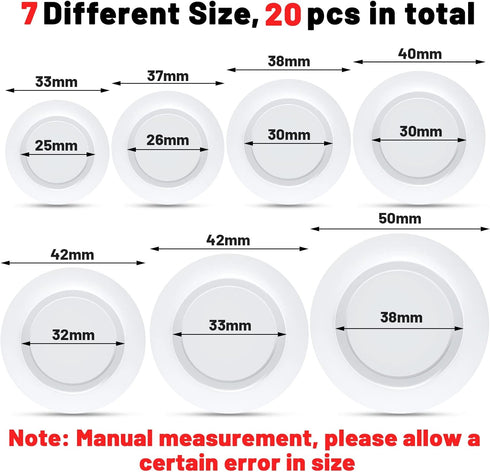 Boao 20 Pieces Piggy Bank Stopper Replacement, Bulk Rubber Plugs in 7 Sizes (White)