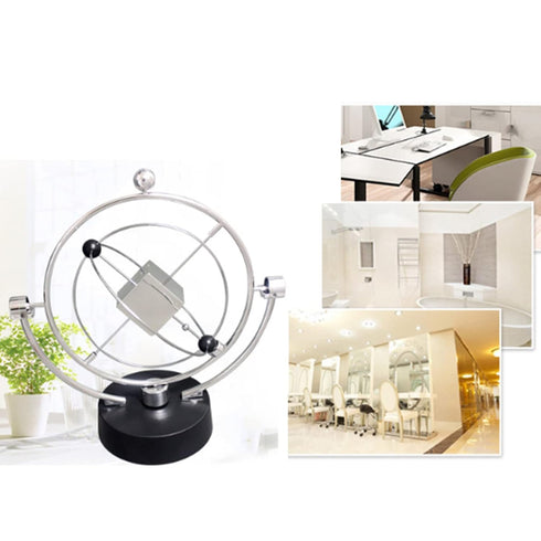 Electronic Perpetual Motion Desk Toy, Silver Cube Rotation for Home Decoration and Science Fun