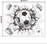 17"x16" 3D Soccer Football Cracked Wall Stickers, Removable Vinyl Decals for Kids Room