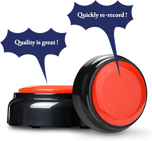Recordable Button for Dogs, Talking Button with 30 Second Recording, Sound Effect Button Game Buzzer (Red)