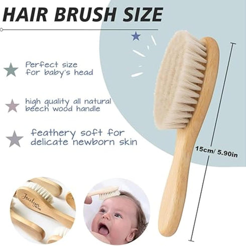 MFCHICIFY Set,Engraved Personalized Baby Comb and Brush Baby Hair Brush with Birth Flowers,Newborn Gift, Personalized
