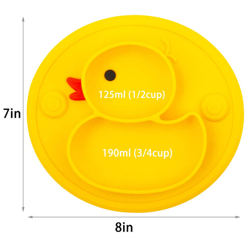 Baby Plate Silicone Toddler Plates Suction Placemat Divided Dishes for Kids and Infants One-Piece Strong Suction, BPA