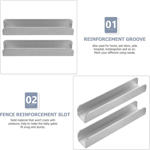 Healvian 2pcs Fence Reinforcement Grooves - U Shaped Gates Groove Steel Pet Gate Door Reinforcement Tools for Stairs
