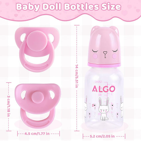 6 Set, BABESIDE Pcs Reborn Baby Doll Accessories Cute Bear Pattern Baby Doll Bottles and Magnetic Pacifiers