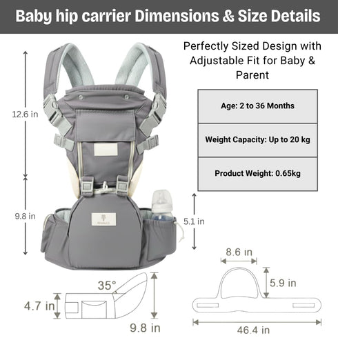 6 1 744 lbs in Hip Carrier for Baby - Easy to Wear Ergonomic Front Facing Baby Carrier with Hip Seat for - Baby Harness