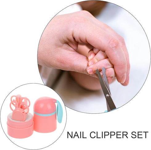 Trimmer Set Nail Clippers and Electric Nail for Newborns and Infants with Pink Cute Case Grooming Kit with Safe