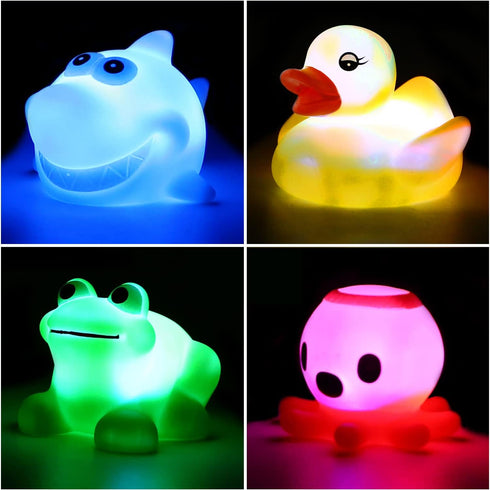 Yeonha Toys Bath Toy(4 Pack), Can Flashing Colourful Light, Floating Bath Toy,
