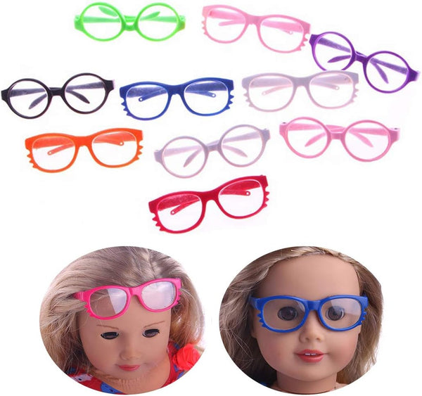 10 Pairs Doll Eyeglasses - Dress Up Glasses for Cosplay & Party