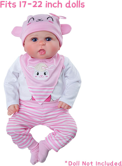 BABESIDE 5Pcs Reborn Baby Doll Clothes - Outfit Accessories Set for 17-22 Inch Dolls