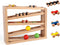 Qilay Wooden Race Track Car Ramp Racer Toy for Toddlers, 5 Level Race Car Ramp Set with 4 Wood Cars and 3 Balls, Great